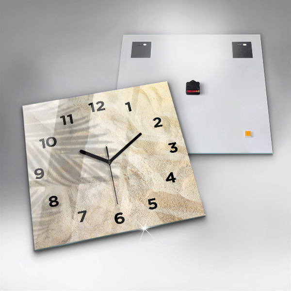 Square glass wall clock Palm tree shadow sand