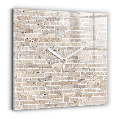 Square glass wall clock Brick wall