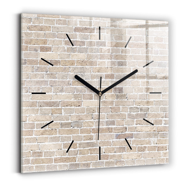 Square glass wall clock Brick wall
