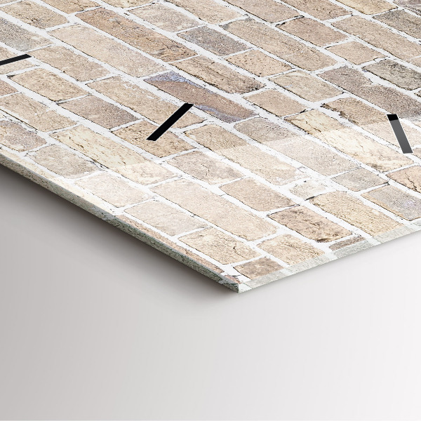 Square glass wall clock Brick wall