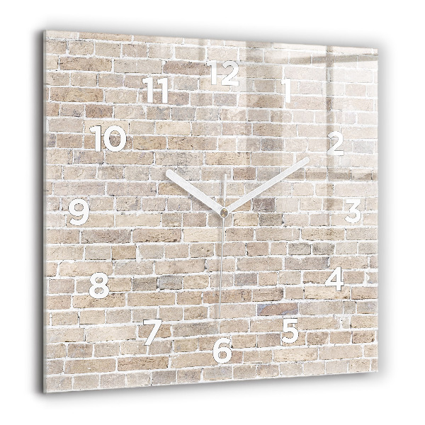 Square glass wall clock Brick wall