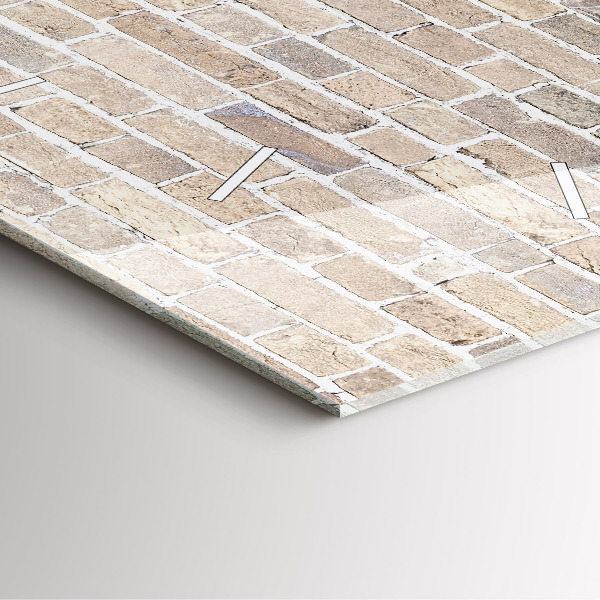 Square glass wall clock Brick wall