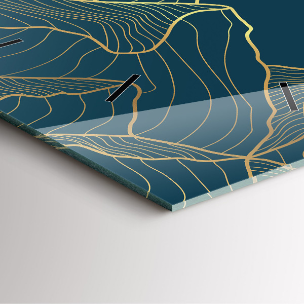 Square glass wall clock Sketch of the mountains