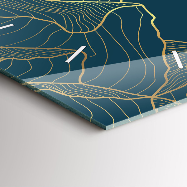 Square glass wall clock Sketch of the mountains