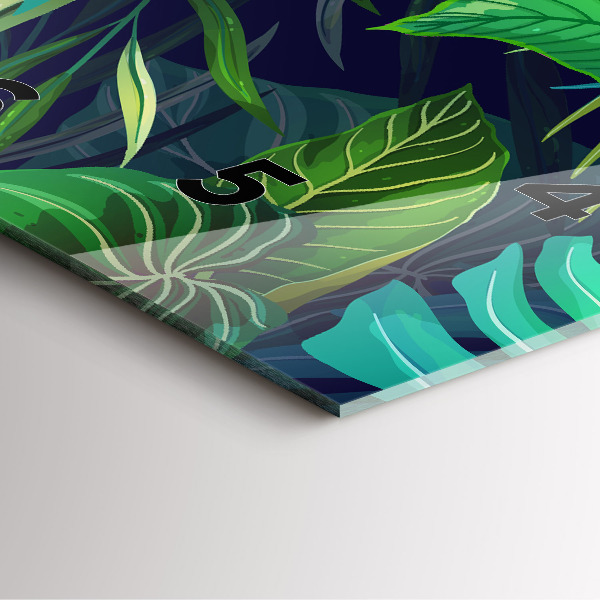 Square glass wall clock Exotic leaves