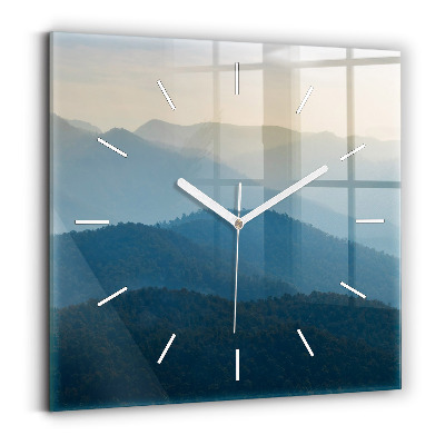 Square glass wall clock Abstract Mountain Landscape