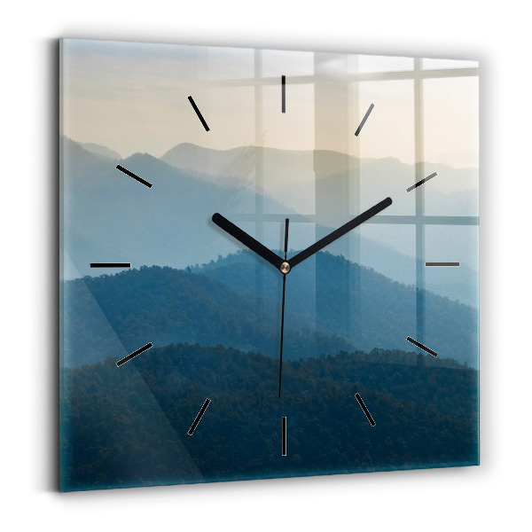 Square glass wall clock Abstract Mountain Landscape