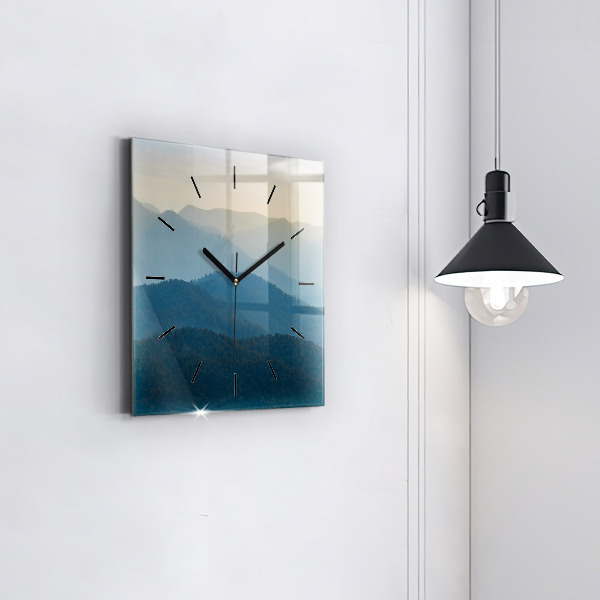 Square glass wall clock Abstract Mountain Landscape
