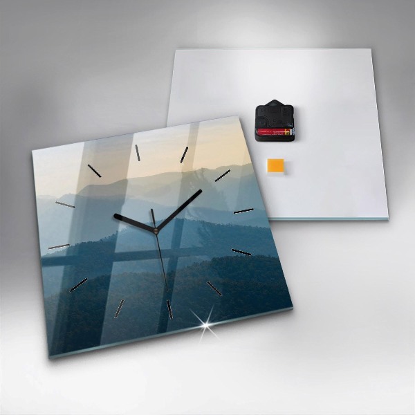 Square glass wall clock Abstract Mountain Landscape