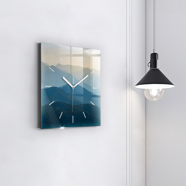 Square glass wall clock Abstract Mountain Landscape