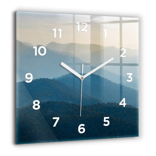 Square glass wall clock Abstract Mountain Landscape