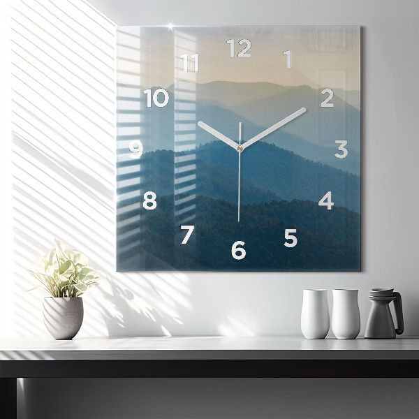 Square glass wall clock Abstract Mountain Landscape