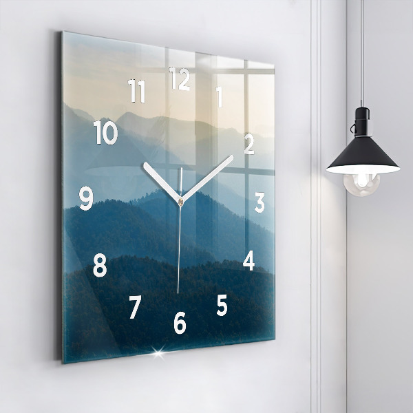 Square glass wall clock Abstract Mountain Landscape
