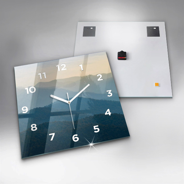 Square glass wall clock Abstract Mountain Landscape