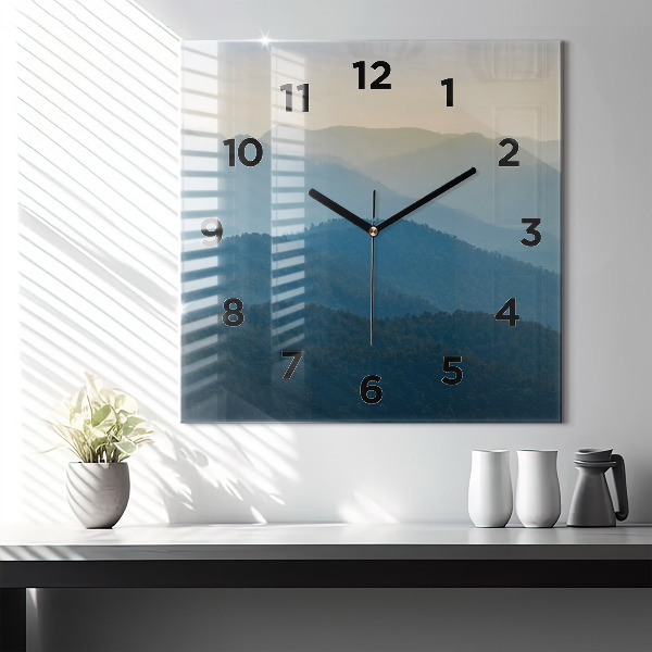 Square glass wall clock Abstract Mountain Landscape