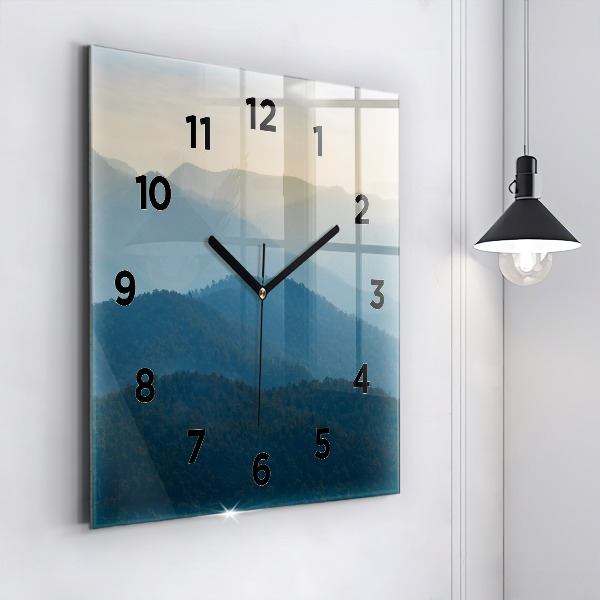 Square glass wall clock Abstract Mountain Landscape