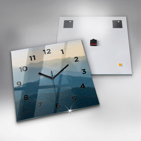 Square glass wall clock Abstract Mountain Landscape