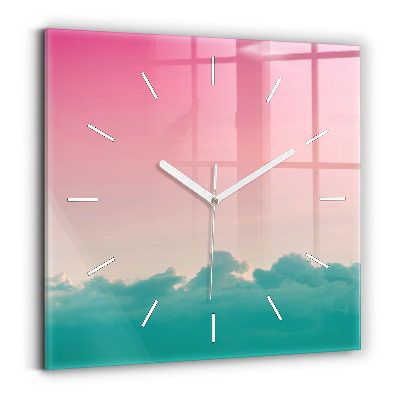 Square glass wall clock Sky and mountain gradient