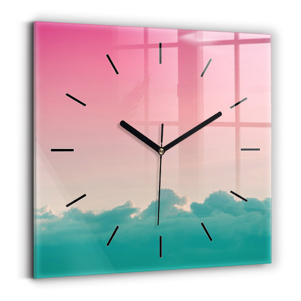 Square glass wall clock Sky and mountain gradient