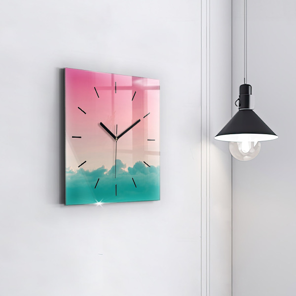 Square glass wall clock Sky and mountain gradient