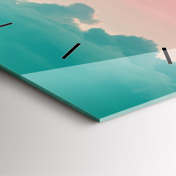 Square glass wall clock Sky and mountain gradient