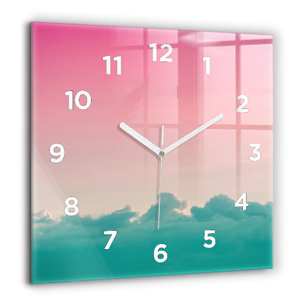 Square glass wall clock Sky and mountain gradient
