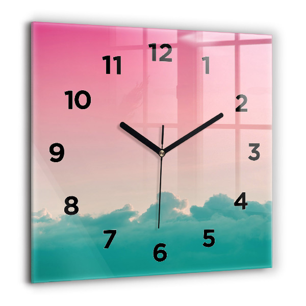 Square glass wall clock Sky and mountain gradient