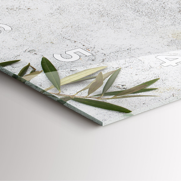 Square glass wall clock Minimalist olives