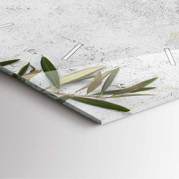 Square glass wall clock Minimalist olives