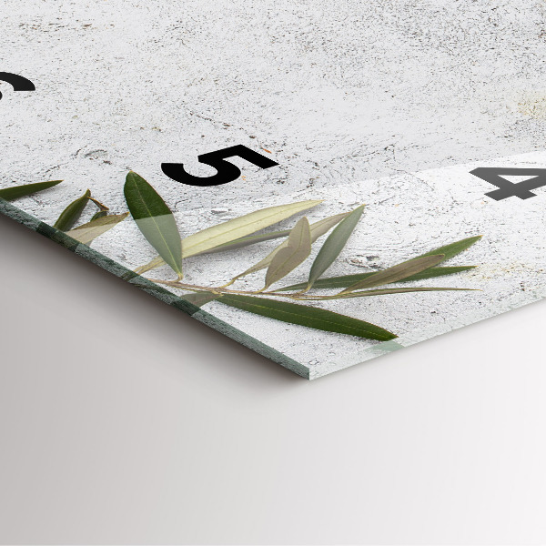 Square glass wall clock Minimalist olives