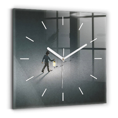 Square glass wall clock Wanderer in the Dark