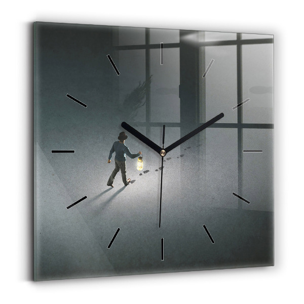 Square glass wall clock Wanderer in the Dark