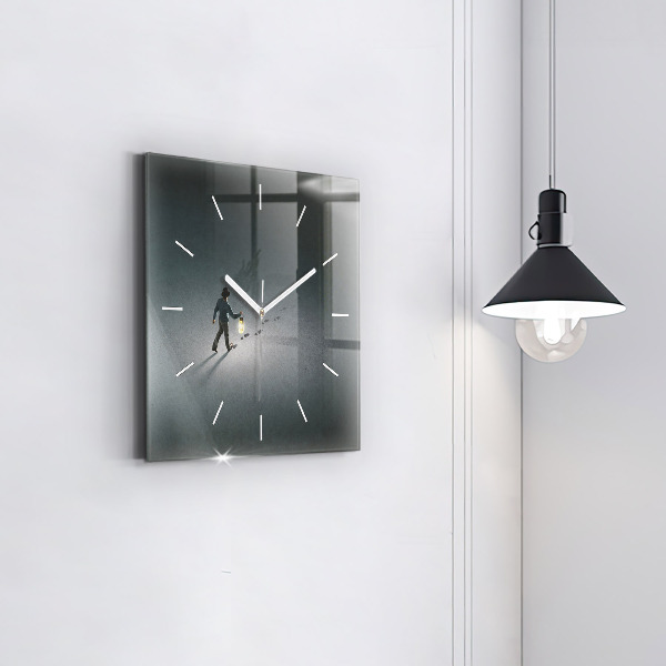 Square glass wall clock Wanderer in the Dark