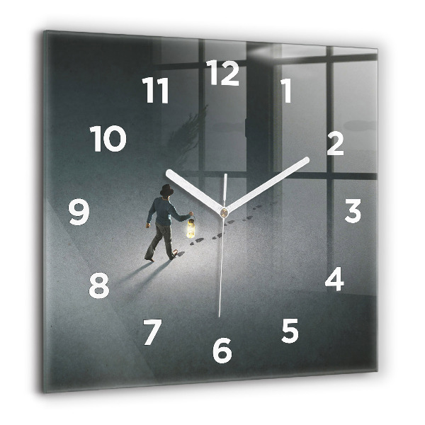 Square glass wall clock Wanderer in the Dark