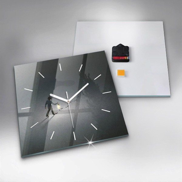 Square glass wall clock Wanderer in the Dark