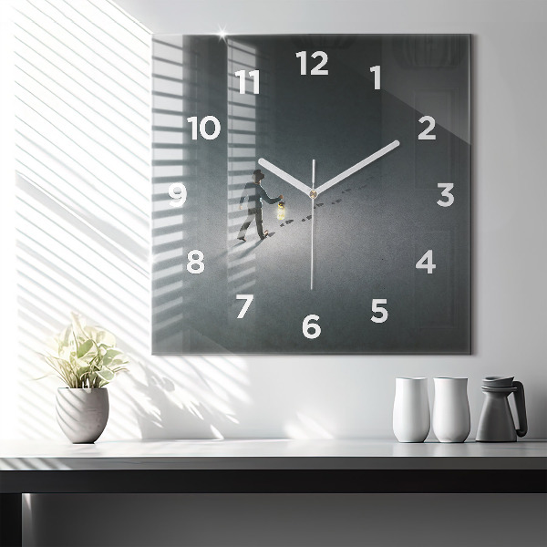 Square glass wall clock Wanderer in the Dark