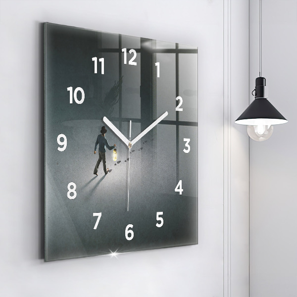 Square glass wall clock Wanderer in the Dark