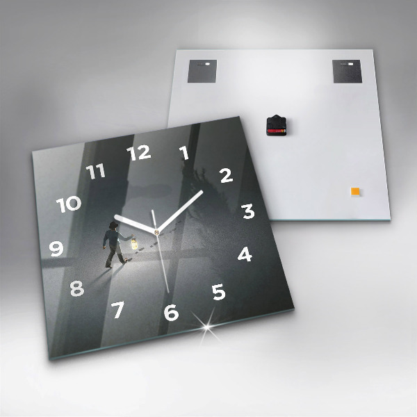 Square glass wall clock Wanderer in the Dark