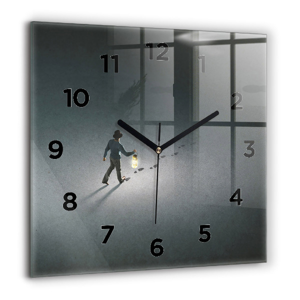Square glass wall clock Wanderer in the Dark