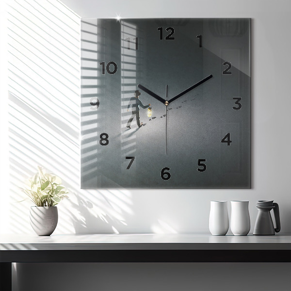 Square glass wall clock Wanderer in the Dark