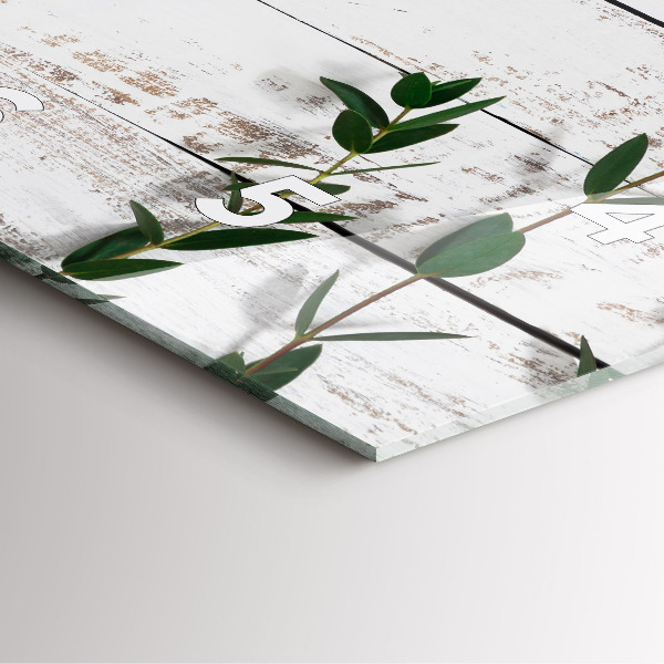 Square glass wall clock Light wooden boards