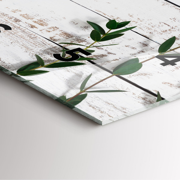 Square glass wall clock Light wooden boards