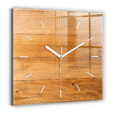 Square glass wall clock Wooden boards