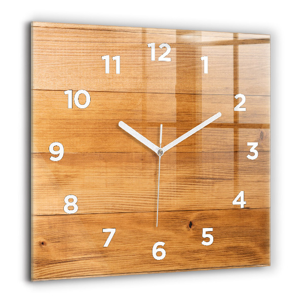 Square glass wall clock Wooden boards