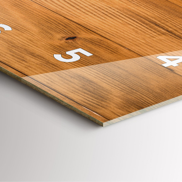 Square glass wall clock Wooden boards