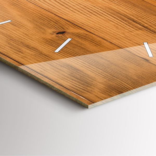 Square glass wall clock Wooden boards