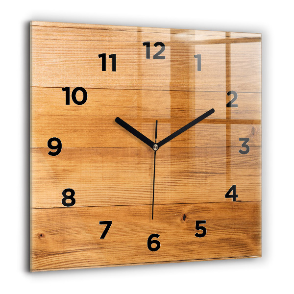 Square glass wall clock Wooden boards