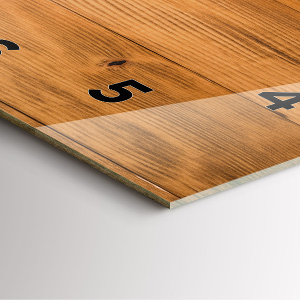 Square glass wall clock Wooden boards