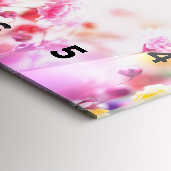 Square glass wall clock Flowers in the meadow
