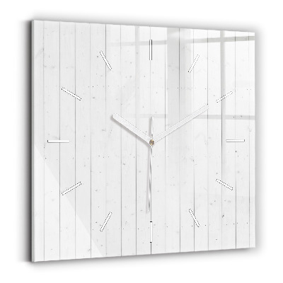Square glass wall clock Wooden panels pattern